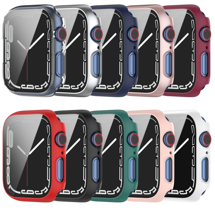 Shockproof PC Protective Case with Tempered Glass Film For Apple Watch Series 9 / 8 / 7 45mm(red) by buy2fix