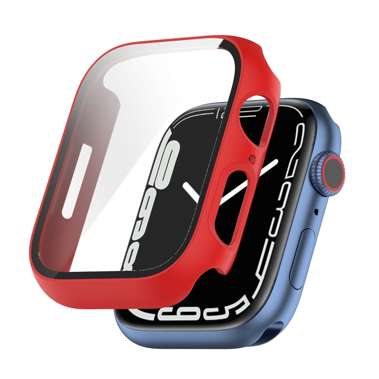 Shockproof PC Protective Case with Tempered Glass Film For Apple Watch Series 9 / 8 / 7 41mm(red) by buy2fix