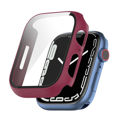 Shockproof PC Protective Case with Tempered Glass Film For Apple Watch Series 9 / 8 / 7 41mm(Burgundy) by buy2fix