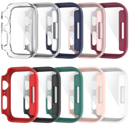 Shockproof PC Protective Case with Tempered Glass Film For Apple Watch Series 9 / 8 / 7 41mm(rose gold) by buy2fix