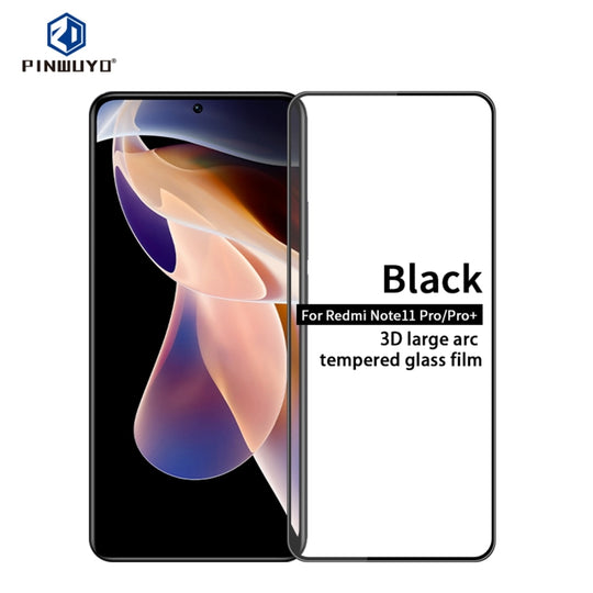 For Xiaomi Redmi Note 11 Pro / Note 11 Pro+ PINWUYO 9H 3D Curved Full Screen Explosion-proof Tempered Glass Film(Black)