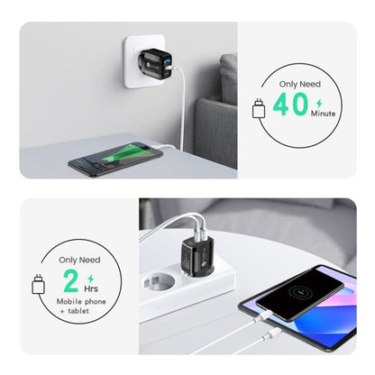 PD25W USB-C / Type-C + QC3.0 Dual Ports Fast Charger with USB to Micro USB Data Cable, US Plug(White) - USB Charger by buy2fix | Online Shopping UK | buy2fix