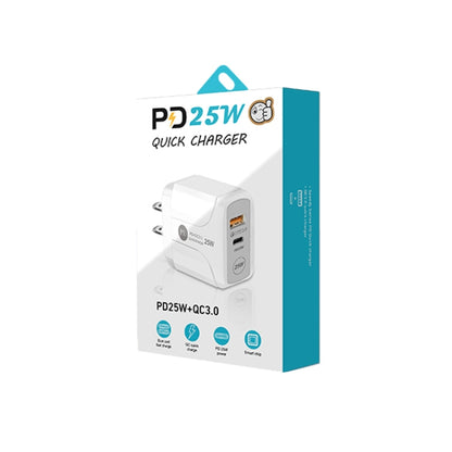 PD25W USB-C / Type-C + QC3.0 USB Dual Ports Fast Charger with USB to Type-C Data Cable, US Plug(Black) - USB Charger by buy2fix | Online Shopping UK | buy2fix