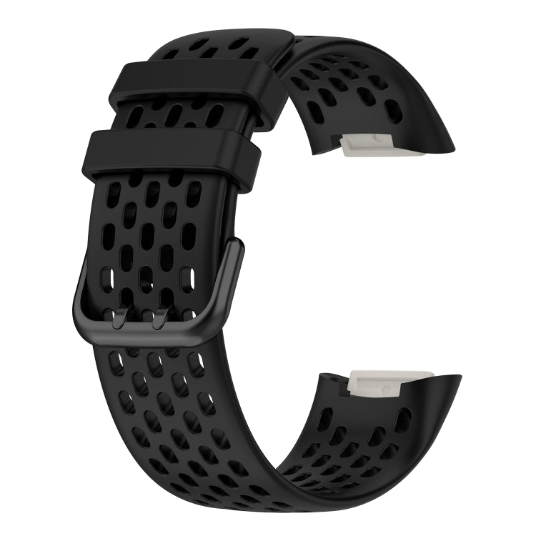 For Fitbit Charge 5 Monochromatic Breathable Silicone Watch Band(Black) by buy2fix