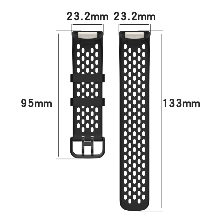 For Fitbit Charge 5 Monochromatic Breathable Silicone Watch Band(Black) by buy2fix