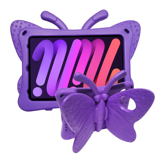 For iPad mini 6 / mini 2024 Butterfly Bracket EVA Shockproof Tablet Case(Purple) - iPad mini 6 Cases by buy2fix | Online Shopping UK | buy2fix