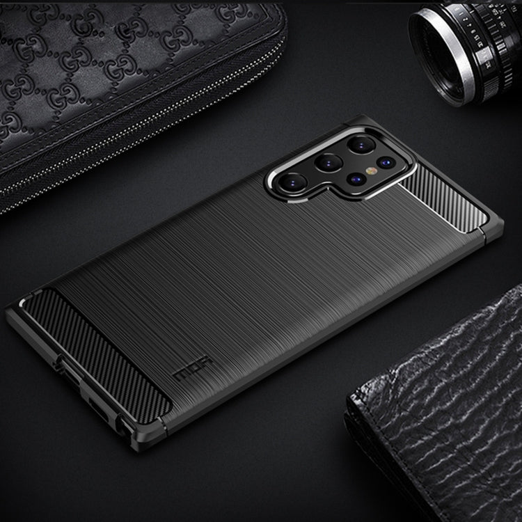 For Samsung Galaxy S22 Ultra 5G MOFI Gentleness Series Brushed Texture Carbon Fiber Soft TPU Case(Black) by MOFI