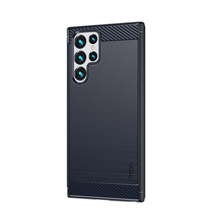 For Samsung Galaxy S22 Ultra 5G MOFI Gentleness Series Brushed Texture Carbon Fiber Soft TPU Case(Blue) by MOFI
