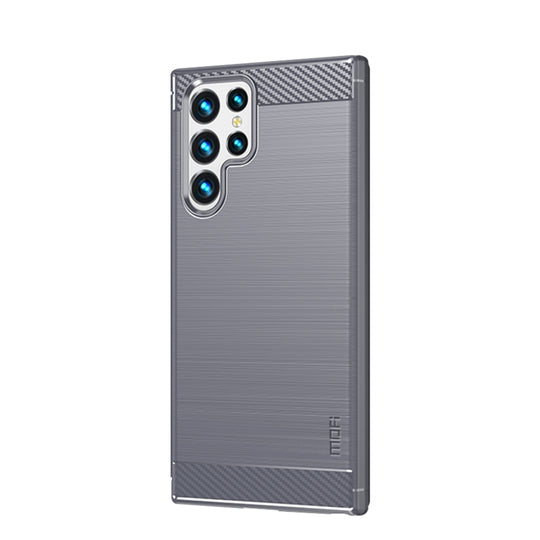 For Samsung Galaxy S22 Ultra 5G MOFI Gentleness Series Brushed Texture Carbon Fiber Soft TPU Case(Gray)
