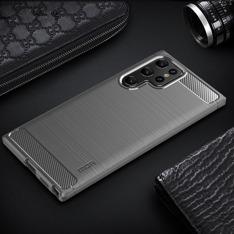 For Samsung Galaxy S22 Ultra 5G MOFI Gentleness Series Brushed Texture Carbon Fiber Soft TPU Case(Gray) by MOFI