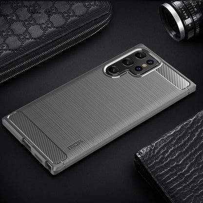 For Samsung Galaxy S22 Ultra 5G MOFI Gentleness Series Brushed Texture Carbon Fiber Soft TPU Case(Gray) by MOFI
