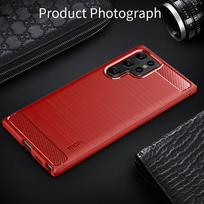 For Samsung Galaxy S22 Ultra 5G MOFI Gentleness Series Brushed Texture Carbon Fiber Soft TPU Case(Red) by MOFI
