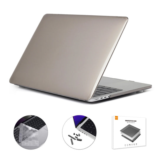 ENKAY Hat-Prince 3 in 1 Crystal Laptop Protective Case + TPU Keyboard Film + Anti-dust Plugs Set for MacBook Pro 16.2 inch A2485 2021/A2880 2023, Version:EU Version(Grey)