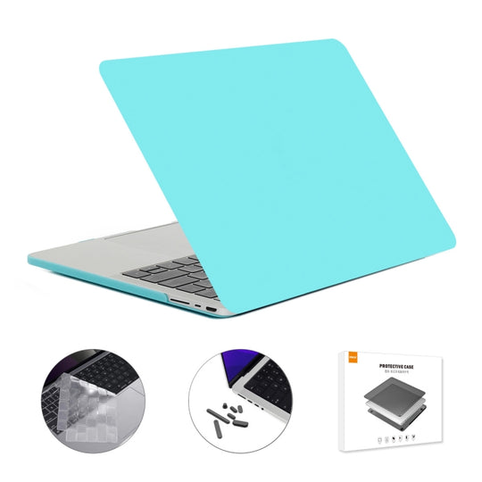 ENKAY Hat-Prince 3 in 1 Matte Laptop Protective Case + TPU Keyboard Film + Anti-dust Plugs Set for MacBook Pro 14.2 inch A2442 2021/A2779 2023/14 inch A3434 2025 (M5), Version:US Version(Cyan)