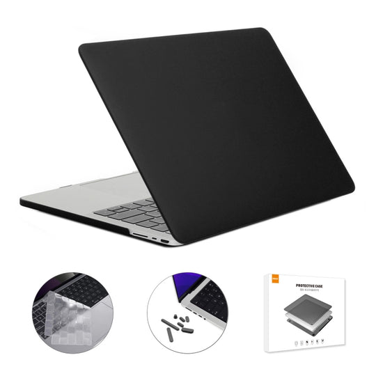 ENKAY Hat-Prince 3 in 1 Matte Laptop Protective Case + TPU Keyboard Film + Anti-dust Plugs Set for MacBook Pro 14.2 inch A2442 2021/A2779 2023/14 inch A3434 2025 (M5), Version:EU Version(Black)