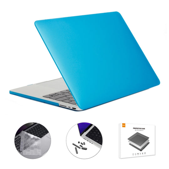 ENKAY Hat-Prince 3 in 1 Matte Laptop Protective Case + TPU Keyboard Film + Anti-dust Plugs Set for MacBook Pro 16.2 inch A2485 2021/A2880 2023, Version:US Version(Light Blue)