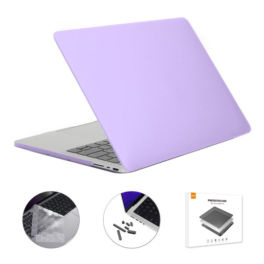 ENKAY Hat-Prince 3 in 1 Matte Laptop Protective Case + TPU Keyboard Film + Anti-dust Plugs Set for MacBook Pro 16.2 inch A2485 2021/A2880 2023, Version:EU Version(Purple)
