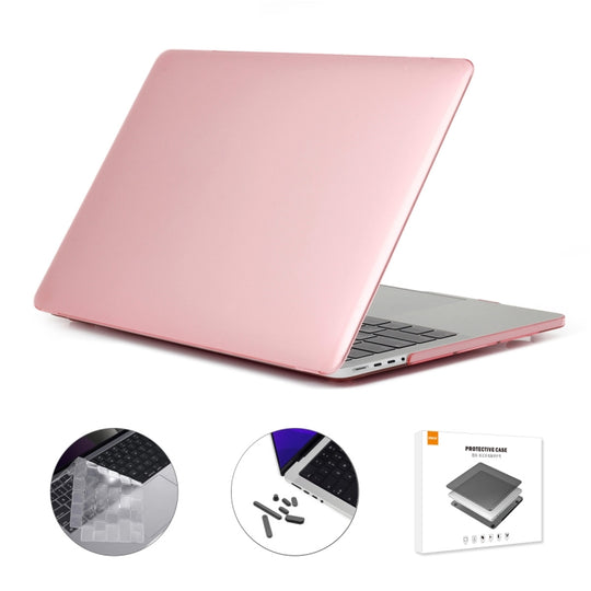 ENKAY Hat-Prince 3 in 1 Crystal Laptop Protective Case + TPU Keyboard Film + Anti-dust Plugs Set for MacBook Pro 14.2 inch A2442 2021/14 inch A3434 2025 (M5), Version:US Version(Pink)
