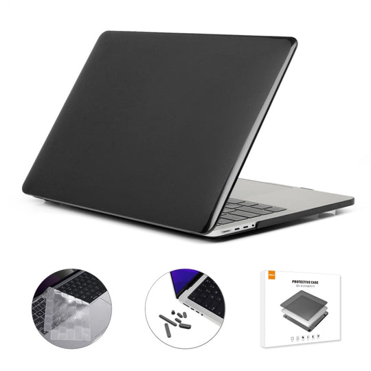 ENKAY Hat-Prince 3 in 1 Crystal Laptop Protective Case + TPU Keyboard Film + Anti-dust Plugs Set for MacBook Pro 14.2 inch A2442 2021/14 inch A3434 2025 (M5), Version:EU Version(Black)