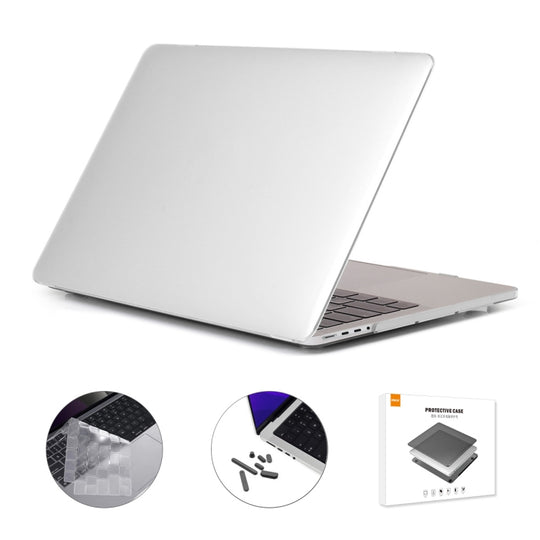 ENKAY Hat-Prince 3 in 1 Crystal Laptop Protective Case + TPU Keyboard Film + Anti-dust Plugs Set for MacBook Pro 14.2 inch A2442 2021/14 inch A3434 2025 (M5), Version:EU Version(Transparent)