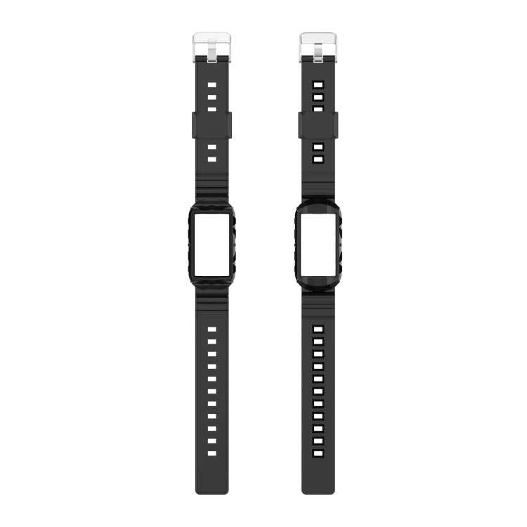 For Fitbit Charge 3 SE Silicone One Body Armor Watch Band(Black) by buy2fix