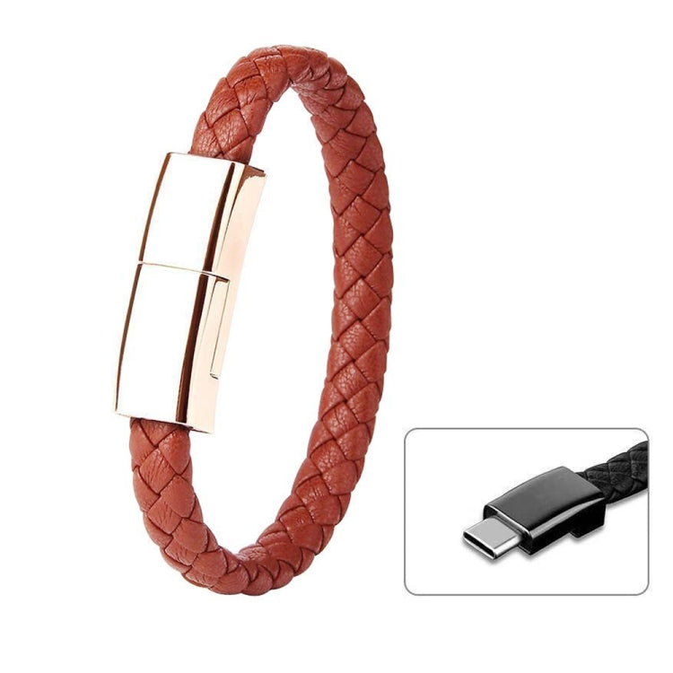 XJ-72 20cm USB to USB-C / Type-C Bracelet Charging Data Cable(Brown) by buy2fix