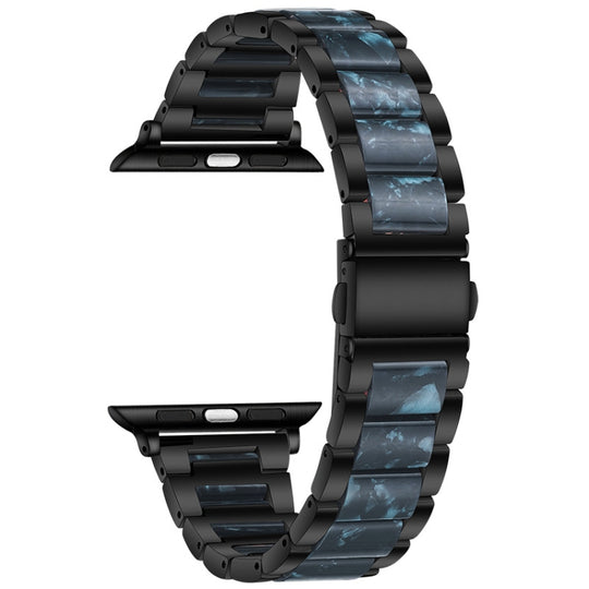 Metal + Resin Watch Band For Apple Watch Ultra 49mm&Watch Ultra 2 49mm / Series 9&8&7 45mm / SE 3&SE 2&6&SE&5&4 44mm / 3&2&1 42mm(Black Blue)