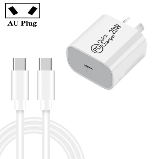 2m AU-20W PD USB-C / Type-C Travel Charger with Type-C to Type-C Data Cable, AU Plug - USB Charger by buy2fix | Online Shopping UK | buy2fix