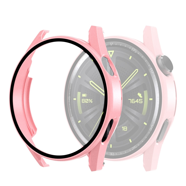 Tempered Glass Film Oil Spray Matte PC Case For Huawei GT3 42mm(Pink) by buy2fix