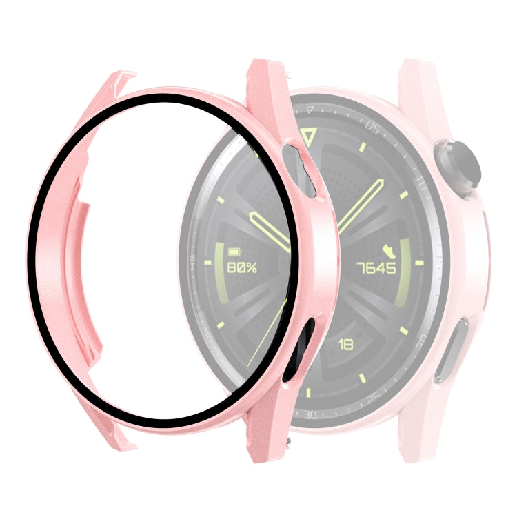 Tempered Glass Film Oil Spray Matte PC Case For Huawei GT3 42mm(Cherry Powder) by buy2fix