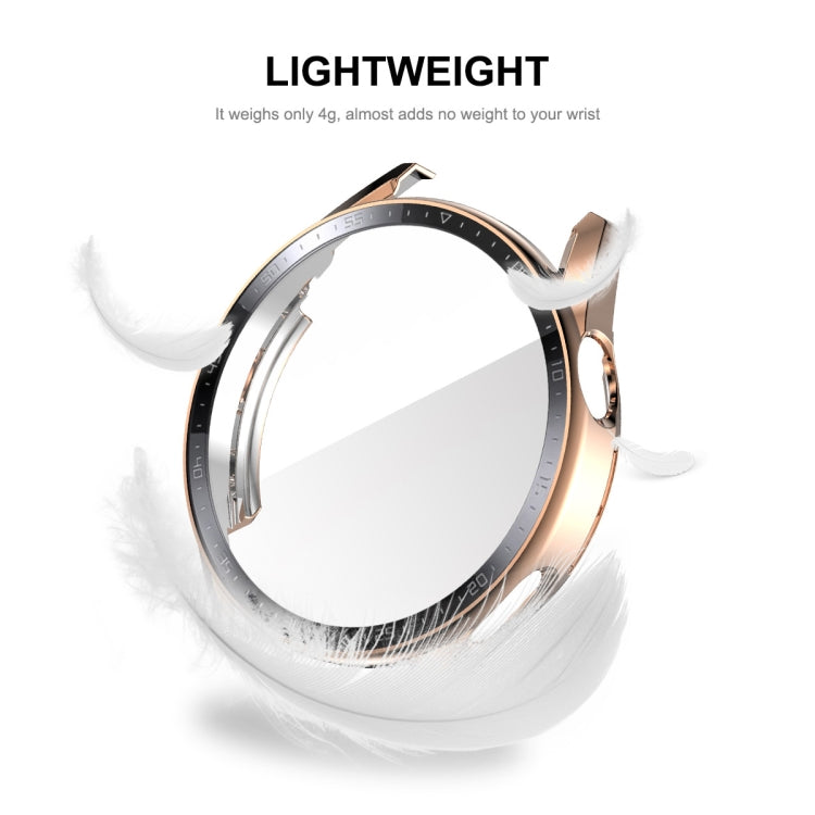 For Huawei Watch GT 3 46mm ENKAY PC Frame + Tempered Glass Protector Case With Scale(Rose Gold) by ENKAY