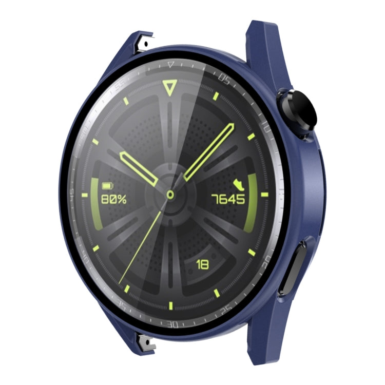 For Huawei Watch GT 3 46mm ENKAY Matte PC Frame + Tempered Glass Protector Case(Dark Blue) by ENKAY