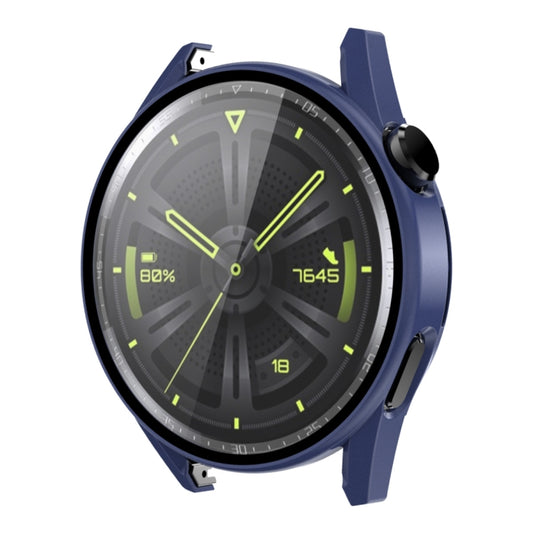 For Huawei Watch GT 3 46mm ENKAY Matte PC Frame + Tempered Glass Protector Case(Dark Blue) by ENKAY