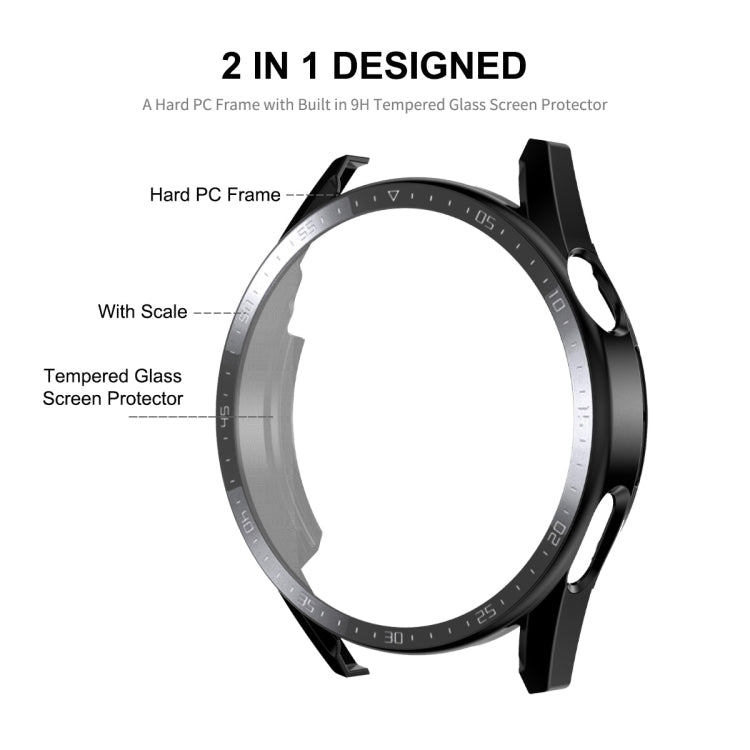 For Huawei Watch GT 3 46mm ENKAY Matte PC Frame + Tempered Glass Protector Case With Scale(Black) by ENKAY