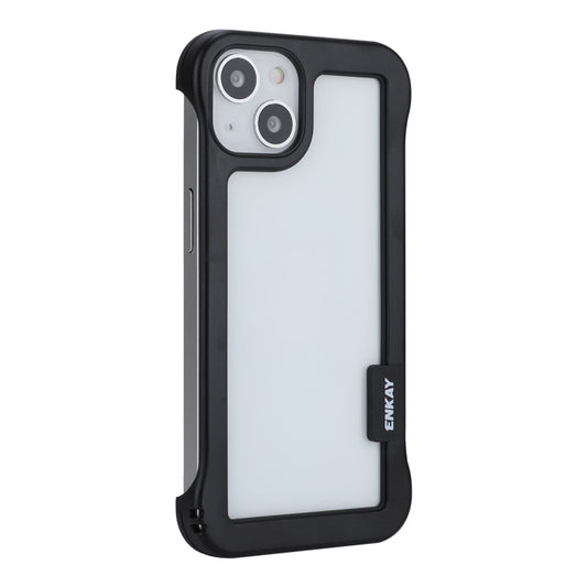 For iPhone 13 ENKAY Frameless Hollow Shockproof PC Case(Black) by ENKAY