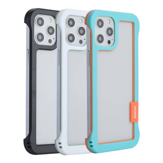 For iPhone 12 Pro Max ENKAY Frameless Hollow Shockproof PC Case(Blue) by ENKAY