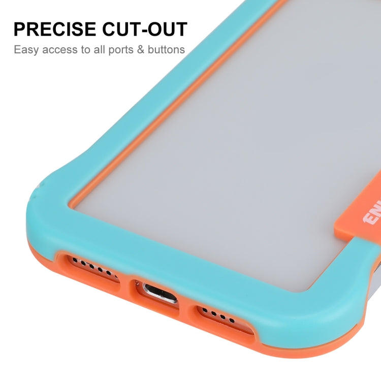For iPhone 12 Pro Max ENKAY Frameless Hollow Shockproof PC Case(Blue) by ENKAY