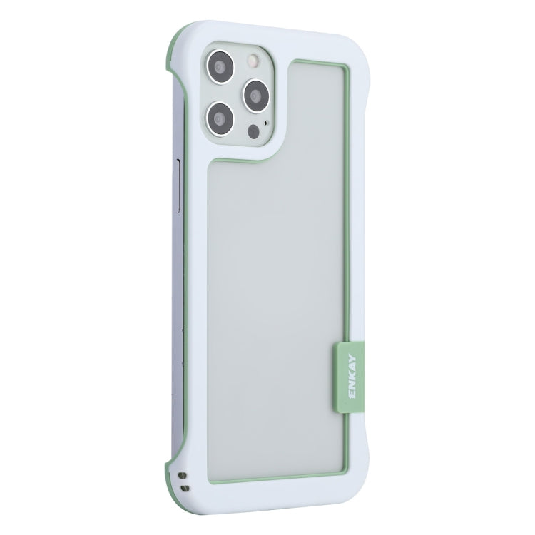 For iPhone 12 Pro Max ENKAY Frameless Hollow PC Case + Glass Film(White) by ENKAY
