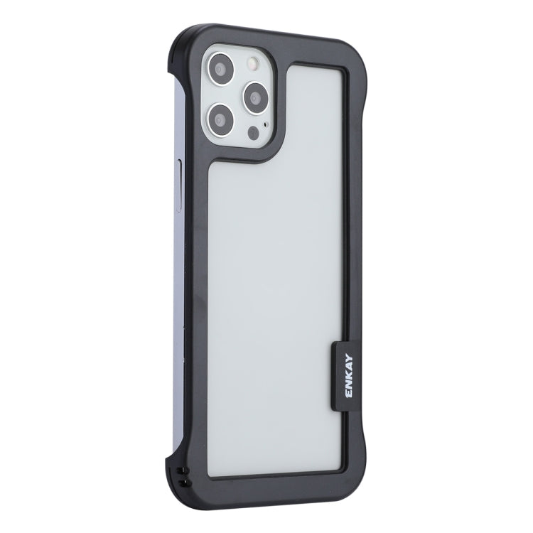 For iPhone 12 Pro Max ENKAY Frameless Hollow PC Case + Glass Film(Black) by ENKAY
