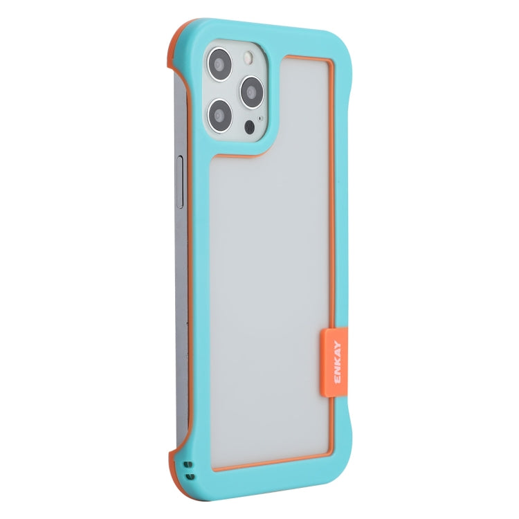 For iPhone 12 / 12 Pro ENKAY Frameless Hollow PC Case + Glass Film(Blue) by ENKAY
