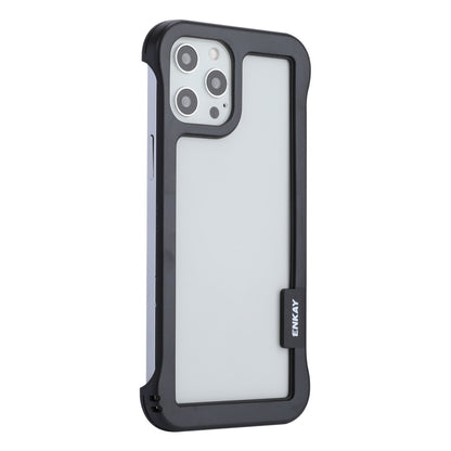 For iPhone 12 / 12 Pro ENKAY Frameless Hollow PC Case + Glass Film(Black) by ENKAY