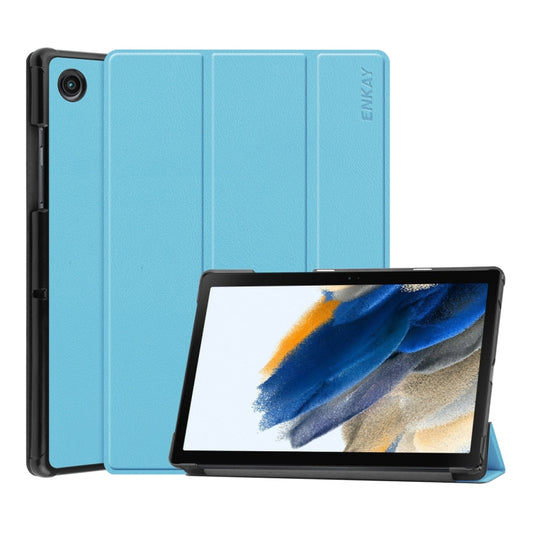 For Samsung Galaxy Tab A8 10.5 2021 ENKAY Custer Texture Leather Smart Tablet Case(Light Blue) - Other Galaxy Tab PC by ENKAY | Online Shopping UK | buy2fix