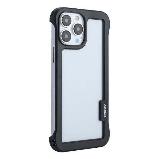 For iPhone 13 Pro Max ENKAY Frameless Hollow Shockproof PC Case (Black) by ENKAY