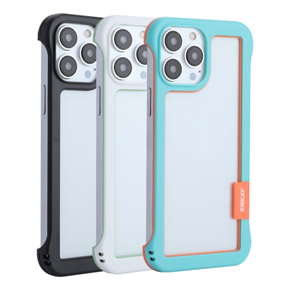 For iPhone 13 Pro Max ENKAY Frameless Hollow PC Case + Glass Film (White) by ENKAY
