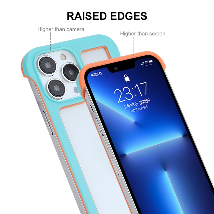 For iPhone 13 Pro Max ENKAY Frameless Hollow PC Case + Glass Film (Blue) by ENKAY