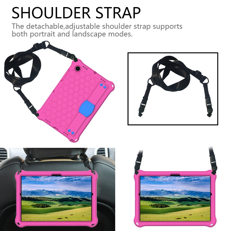 For Galaxy Tab A8 10.5 2021 X200/X205 Honeycomb EVA+PC Tablet Case with Strap(Rose Red+Blue) - Other Galaxy Tab PC by buy2fix | Online Shopping UK | buy2fix