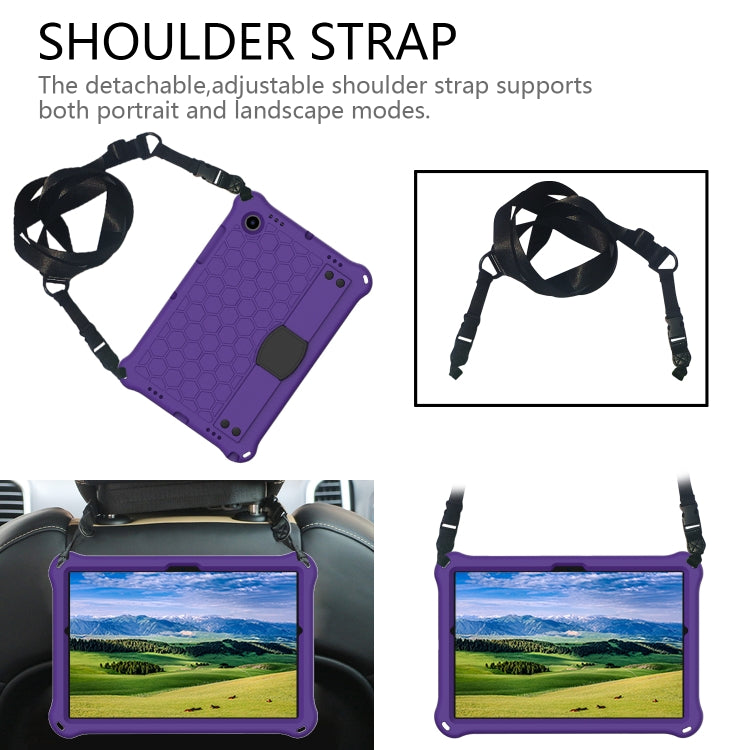 For Galaxy Tab A8 10.5 2021 X200/X205 Honeycomb EVA+PC Tablet Case with Strap(Purple+Black) - Other Galaxy Tab PC by buy2fix | Online Shopping UK | buy2fix