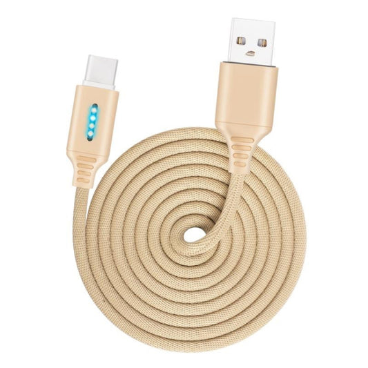 USB-C / Type-C Interface Zinc Alloy Marquee Luminous Intelligent Automatic Power off Charging Data Cable(gold) by buy2fix