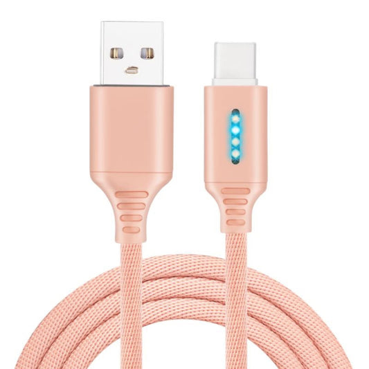 USB-C / Type-C Interface Zinc Alloy Marquee Luminous Intelligent Automatic Power off Charging Data Cable(rose gold) by buy2fix