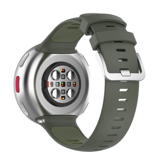 Two-color Silicone Watch Band for POLAR Vantage V2 with Original Raw Ears(Green)